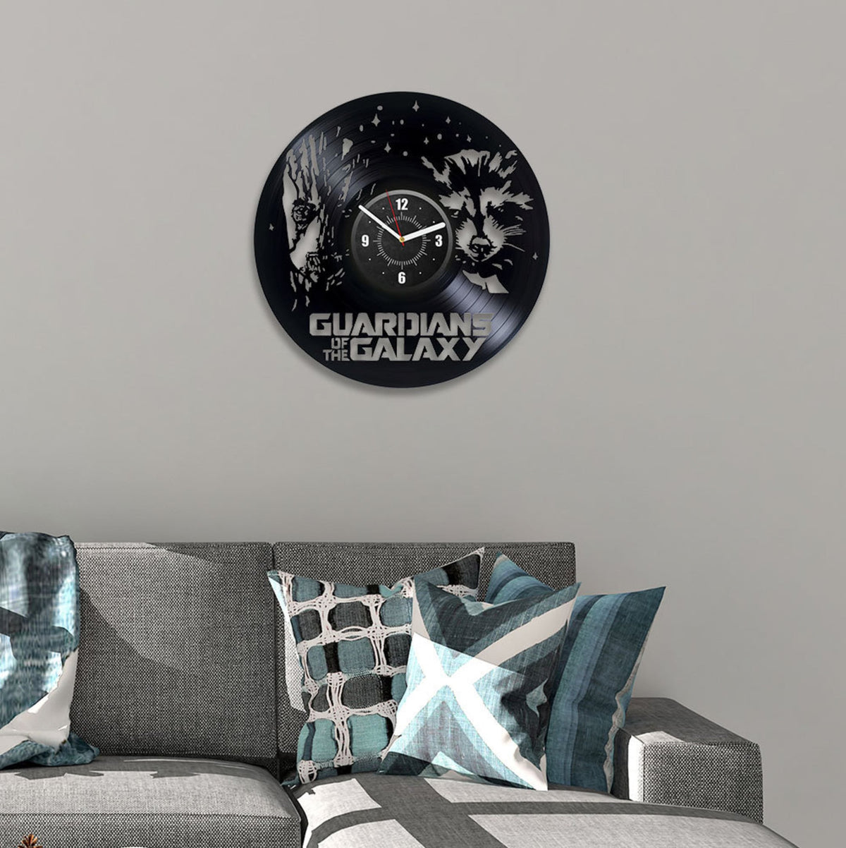 Groot And Rocket Vinyl Record Laser Cut Wall Clock Famous Comics Decor Boys Bedroom Wall Art Modern Artwork Birthday Gift For Fiance