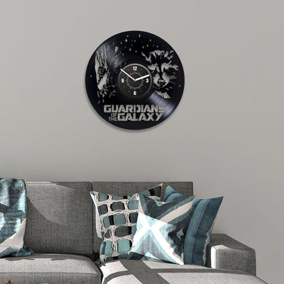 Groot And Rocket Vinyl Record Laser Cut Wall Clock Famous Comics Decor Boys Bedroom Wall Art Modern Artwork Birthday Gift For Fiance