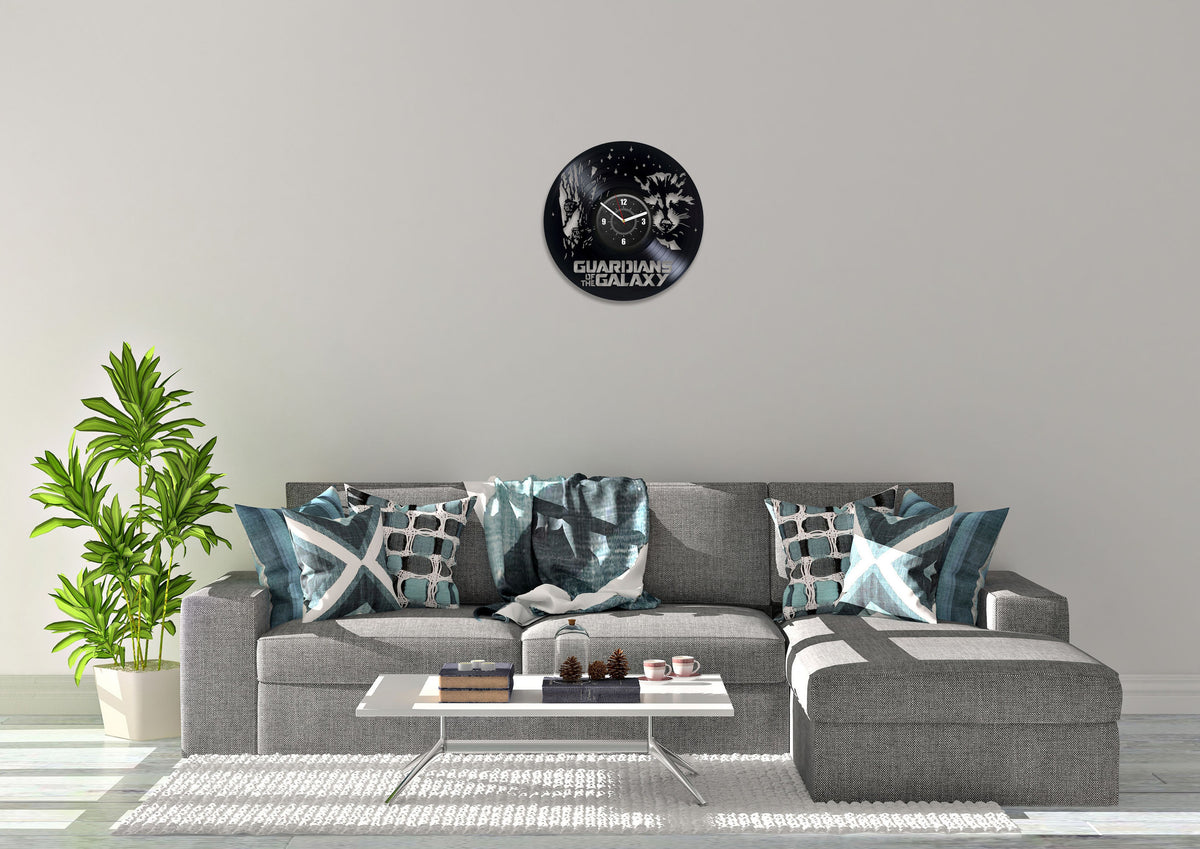 Groot And Rocket Vinyl Record Laser Cut Wall Clock Famous Comics Decor Boys Bedroom Wall Art Modern Artwork Birthday Gift For Fiance