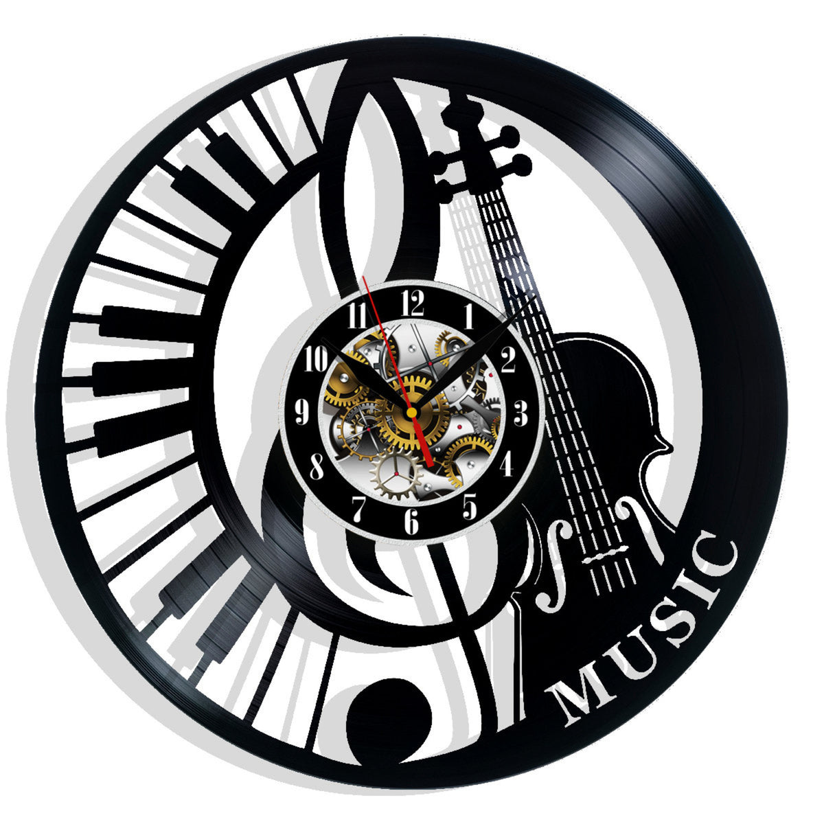 Music Notes Violin Treble Clef Vinyl Record Wall Clock Gifts For Him Her Kids Decor For Home Bedroom Art Surprise Ideas For Best Friends
