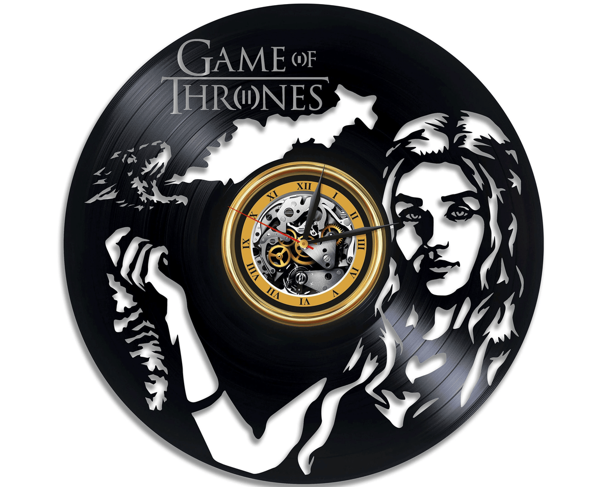 Mother Of Dragons Vinyl Record Black Clock Dragon Wall Art Creative Decor For Bedroom Laser Cut Artwork Anniversary Gift For Woman
