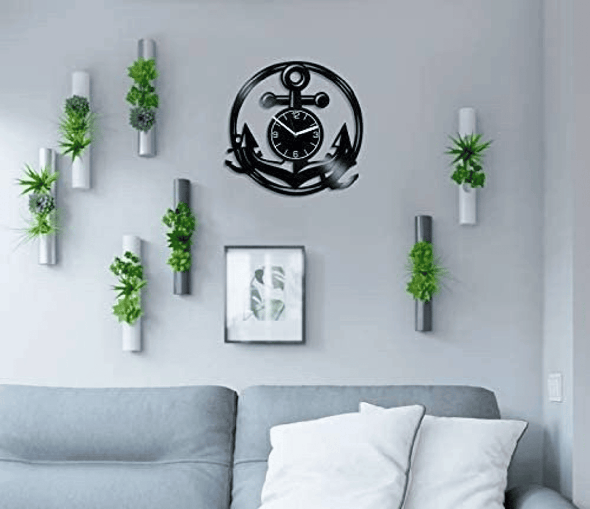 Anchor Vinyl Record Wall Clock Unique Decor For Men Bedroom Modern Nautical Art Birthday Gift For Sailor