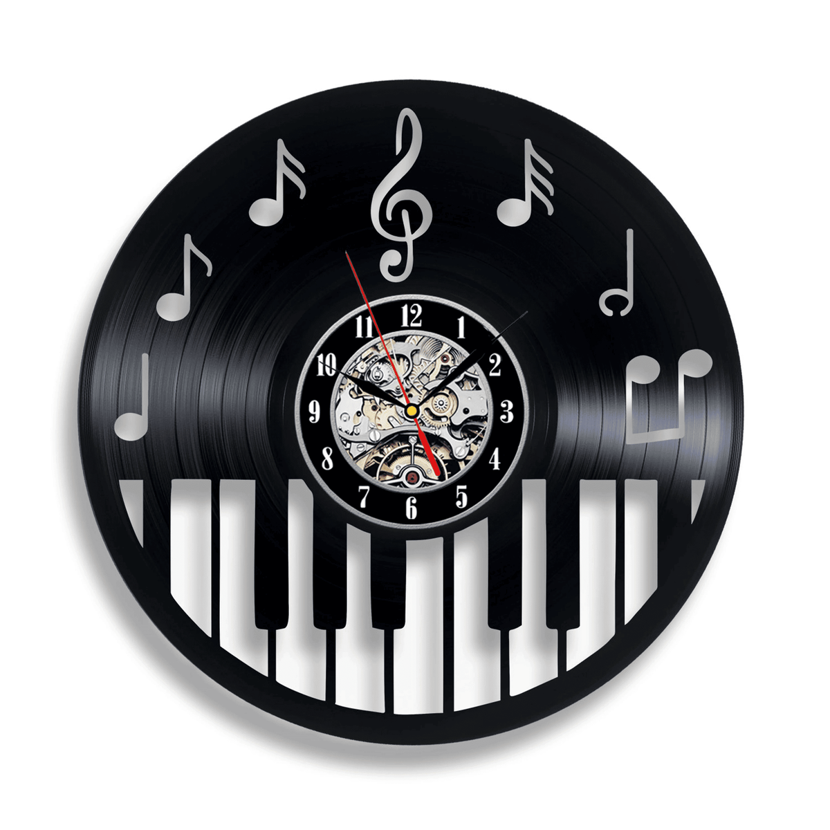Piano Vinyl Record Clock Modern Wall Hanging Art Decor For Music Classroom Original Gift For Music Teacher