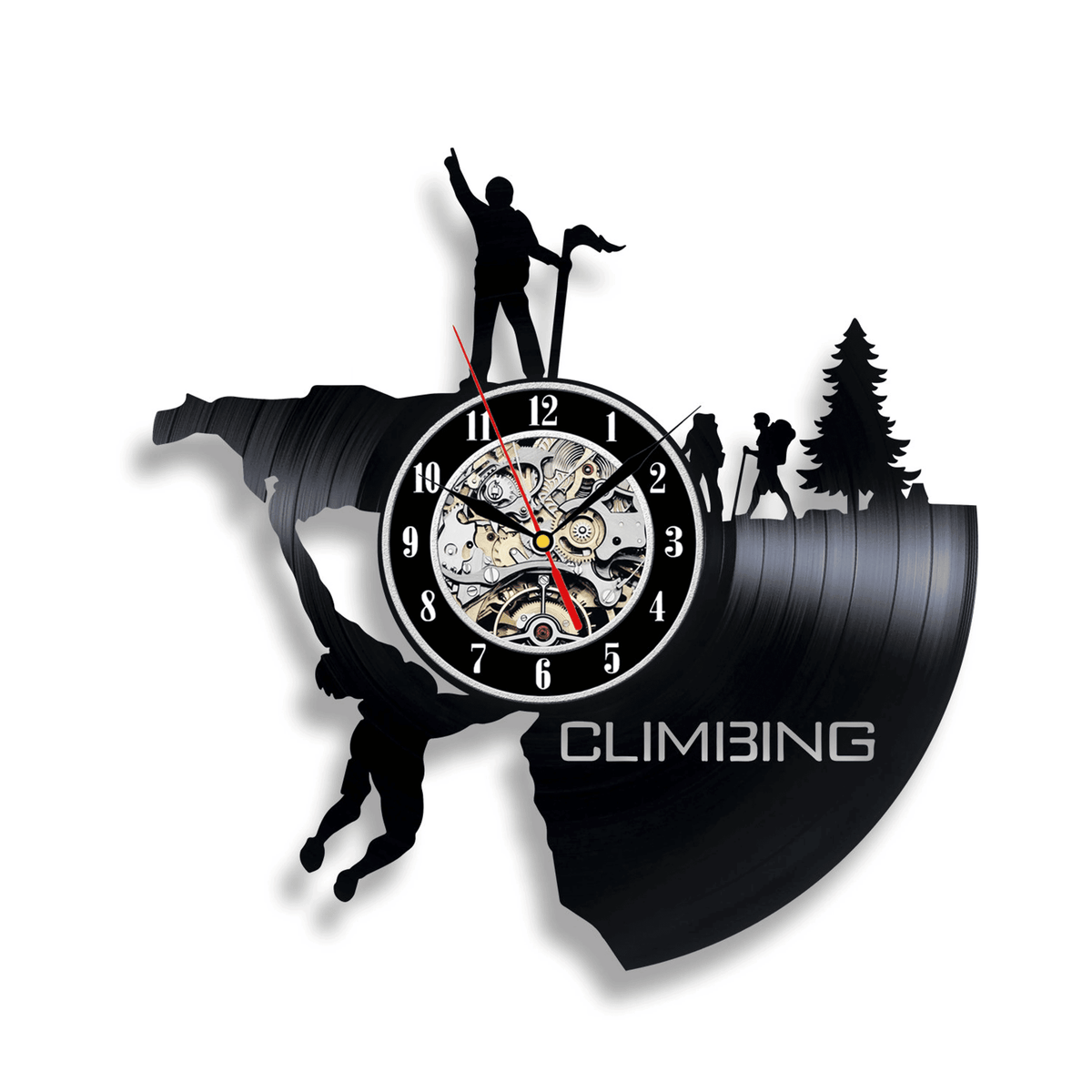 Climbing Vinyl Record Clock Modern Wall Art Climb The Mountain Original Decor For Climber Birthday Gift For Men