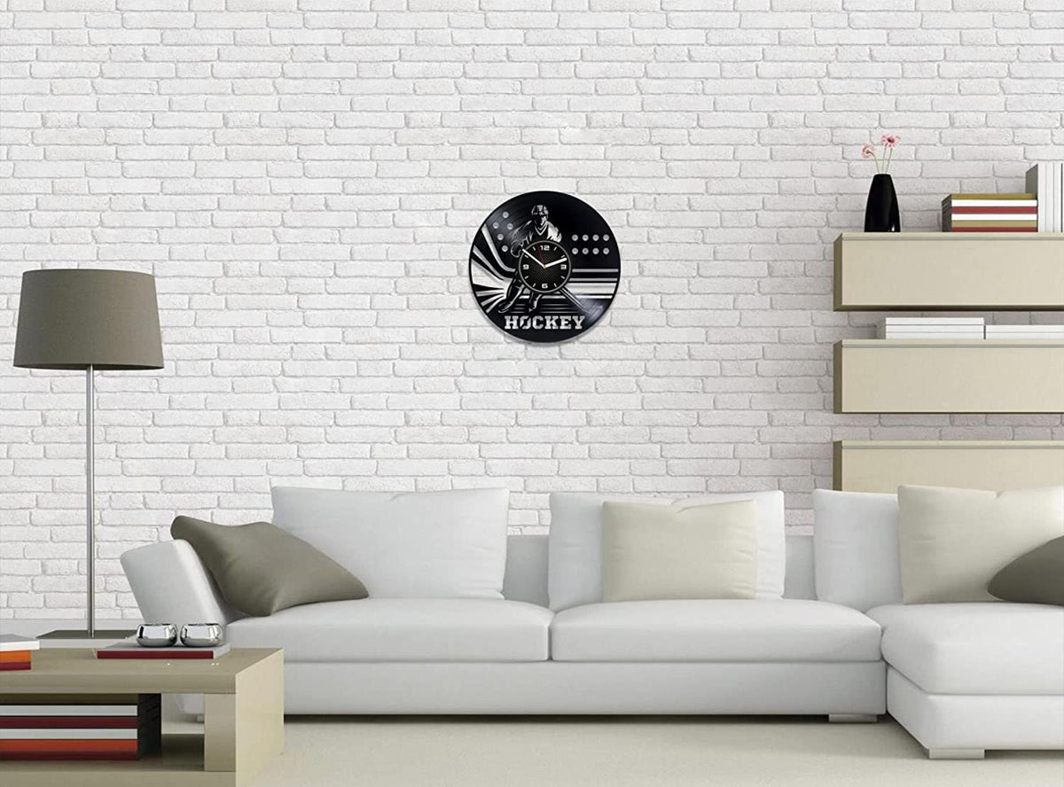 Hockey Vinyl Record Wall Clock Contemporary Decor For Bedroom Sports Art For Boys Room Birthday Gift For Son
