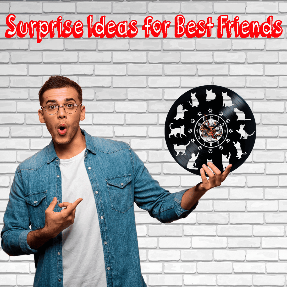 I Love Cats Kitten Vinyl Record Wall Clock Gifts For Him Her Kids Decor For Home Bedroom Bathroom Kitchen Art Surprise Ideas For Friends