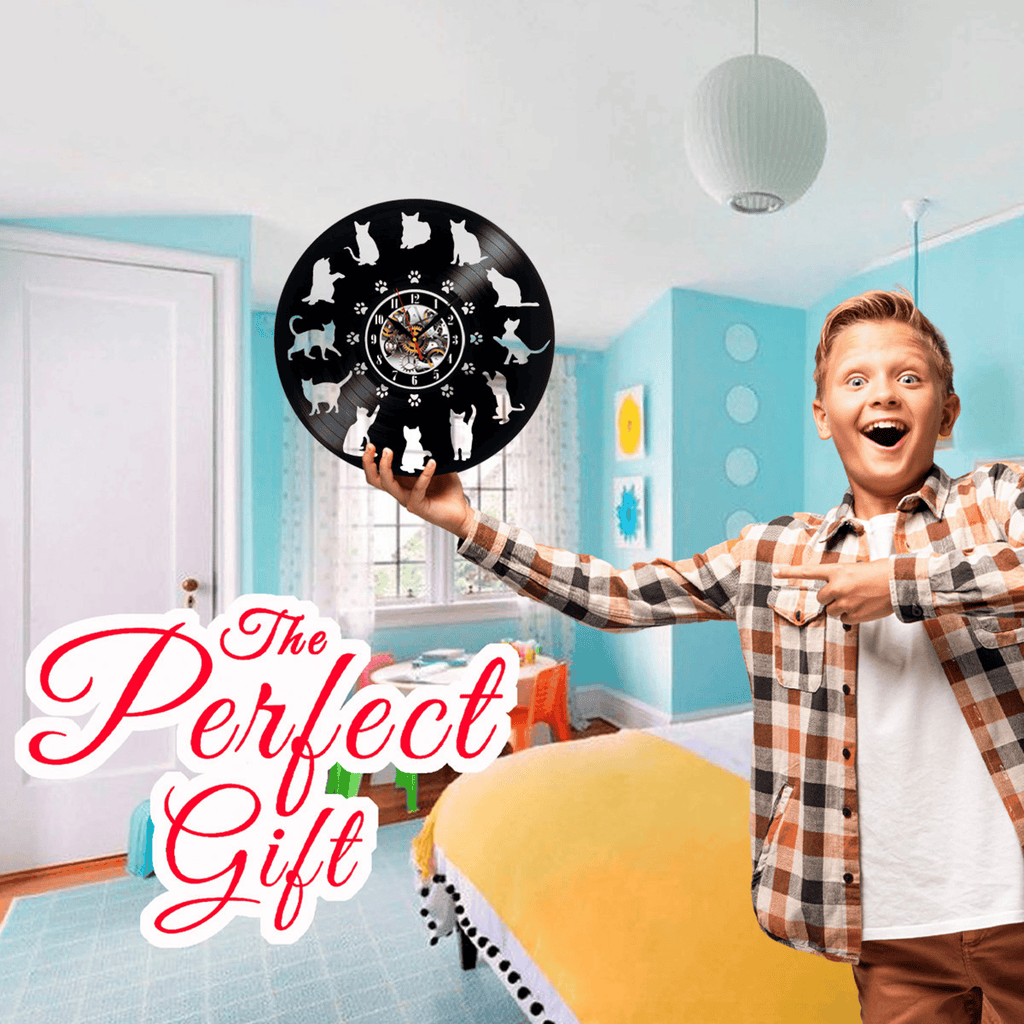 I Love Cats Kitten Vinyl Record Wall Clock Gifts For Him Her Kids Decor For Home Bedroom Bathroom Kitchen Art Surprise Ideas For Friends