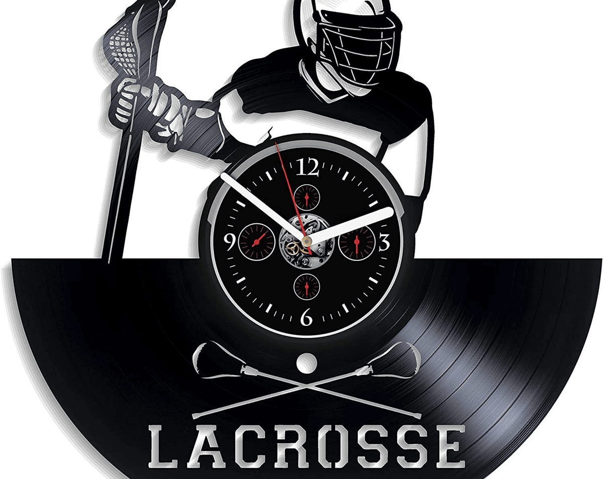 Lacrosse Vinyl Record Clock Unique Gift For Him Sports Decor For Boys Room Birthday Gift For Husband Original Wall Decor