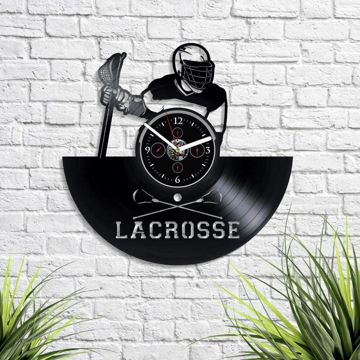 Lacrosse Vinyl Record Clock Unique Gift For Him Sports Decor For Boys Room Birthday Gift For Husband Original Wall Decor