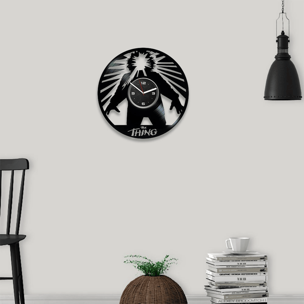 Horror Film Vinyl Record Vintage Wall Clock Science Fiction Wall Art Decor For Guys Room Movie Night Gift Wedding Gift For Groom