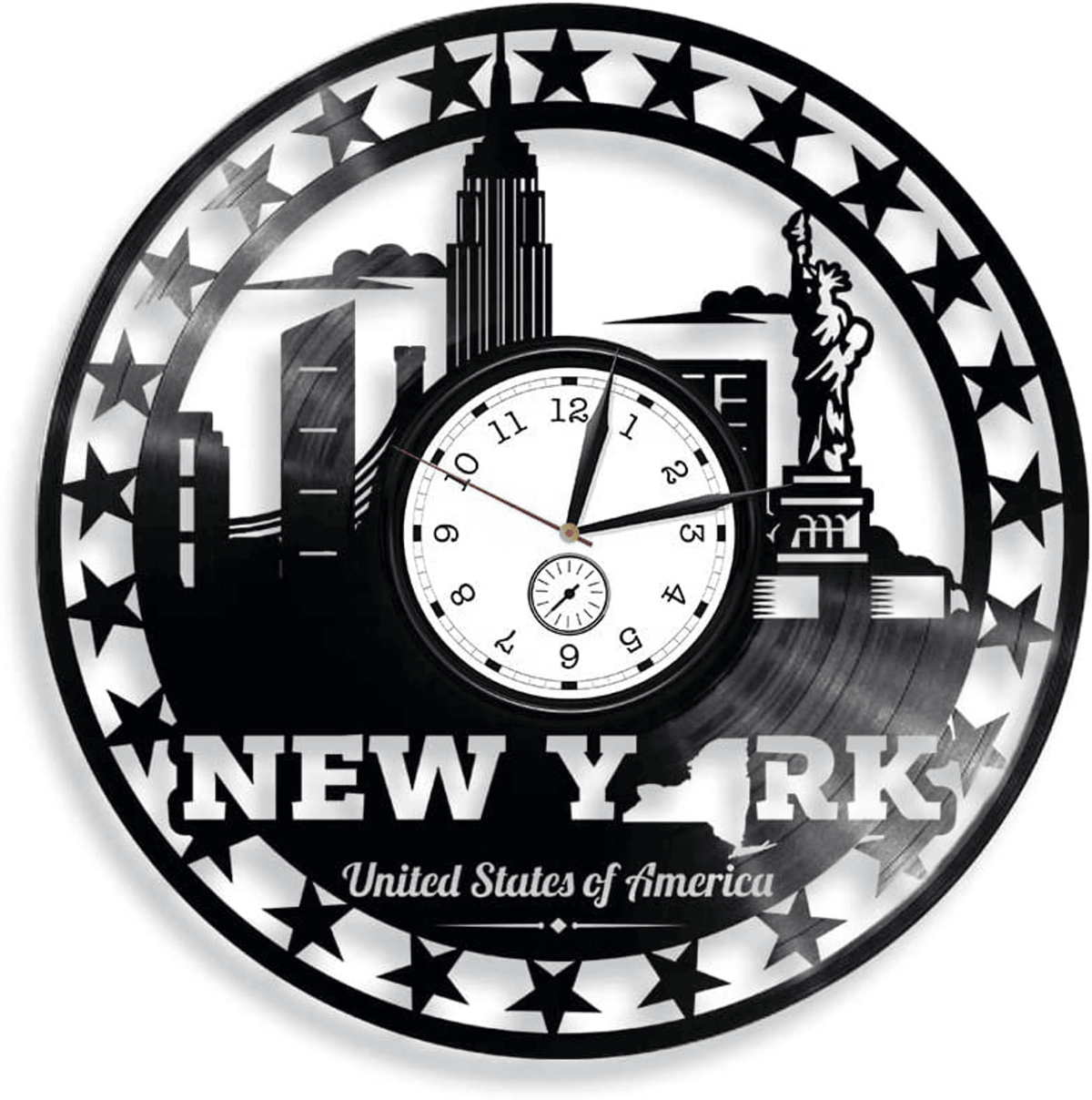 New York Vinyl Record Clock City Wall Art Original Decor For Apartment New Home Gift For Her New York City Gift For Coworker