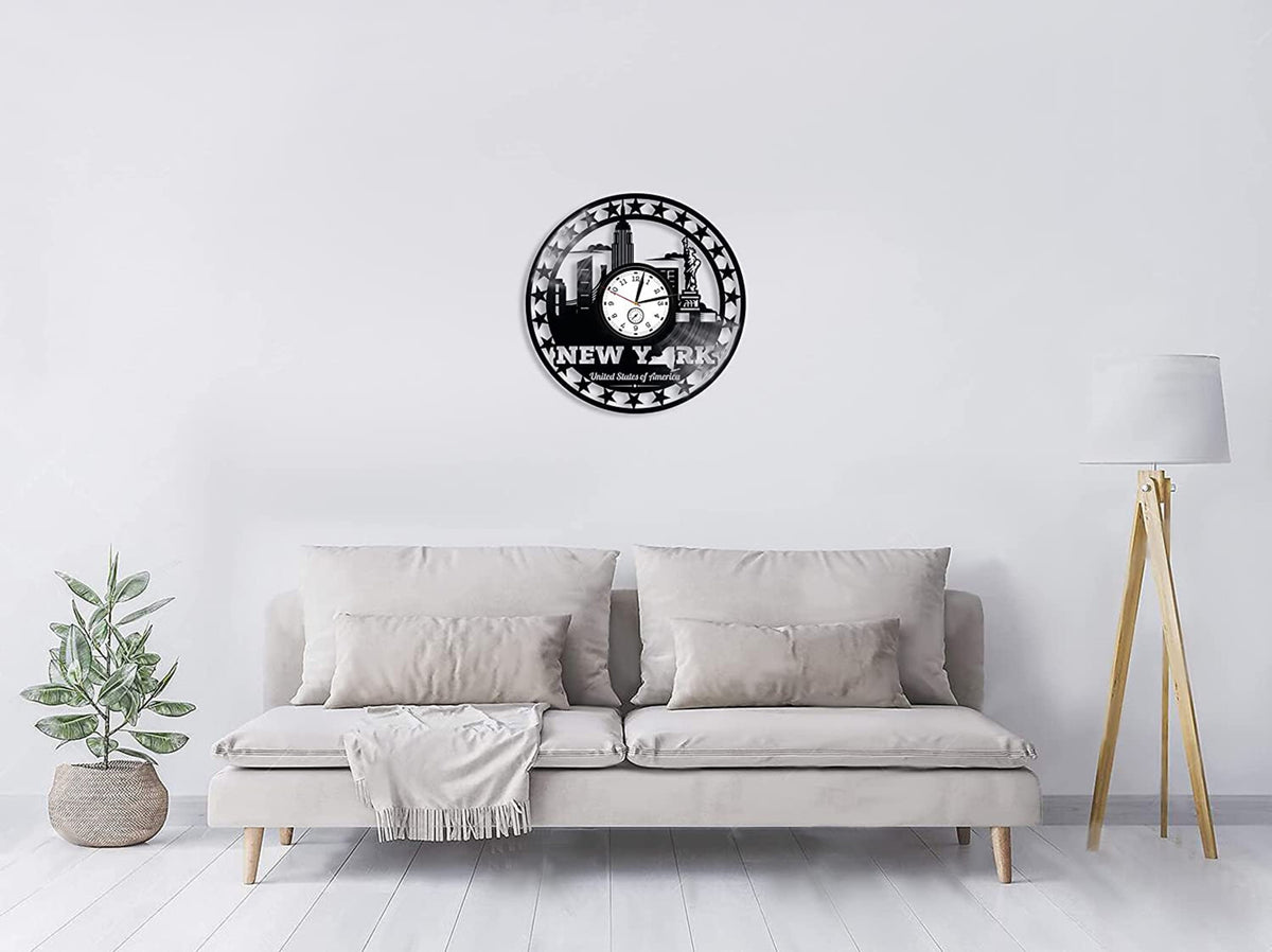 New York Vinyl Record Clock City Wall Art Original Decor For Apartment New Home Gift For Her New York City Gift For Coworker