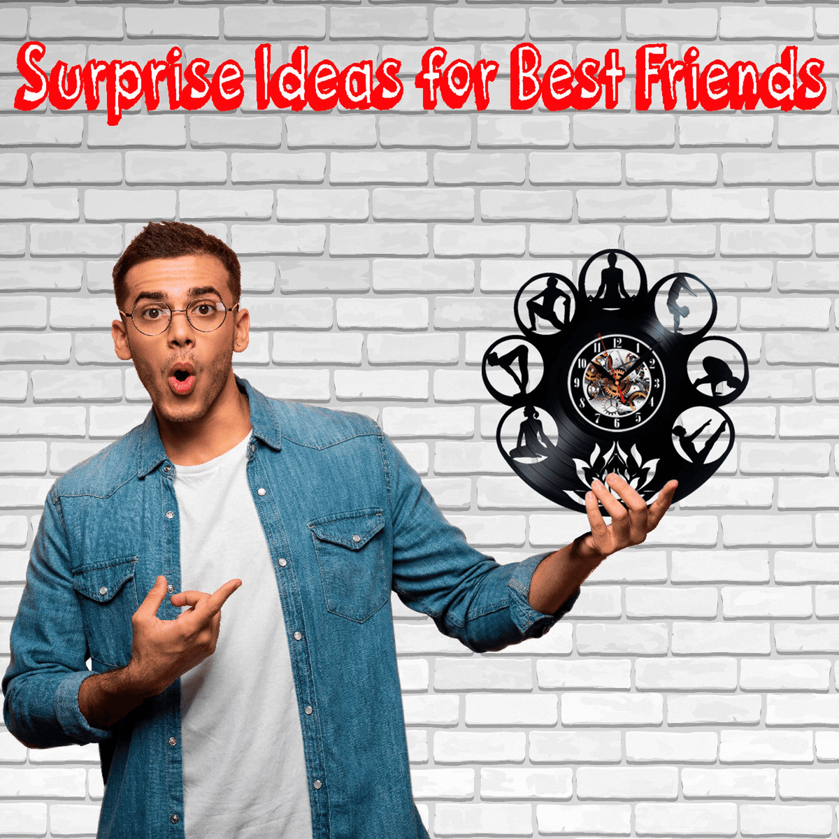 Yoga Meditation Vinyl Record Wall Clock Gifts For Him Her Kids Decor For Home Bedroom Bathroom Kitchen Surprise Ideas For Best Friends