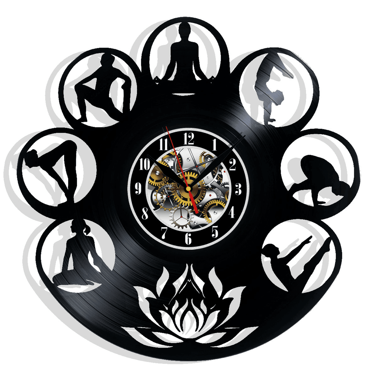 Yoga Meditation Vinyl Record Wall Clock Gifts For Him Her Kids Decor For Home Bedroom Bathroom Kitchen Surprise Ideas For Best Friends