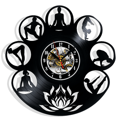 Yoga Meditation Vinyl Record Wall Clock Gifts For Him Her Kids Decor For Home Bedroom Bathroom Kitchen Surprise Ideas For Best Friends