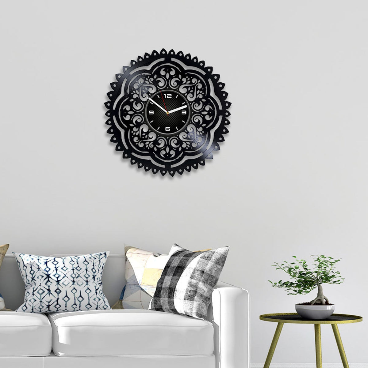 Mandala Vinyl Record Wall Clock Unique Wall Decor For Living Room Birthday Gift For Women Modern Art