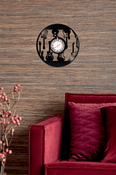 Guitar Vinyl Record Clock, Gift Idea For Music Lovers, Wall D���������cor For Kids Play Room, School Class, College Room, Cute Birthday Gift Idea