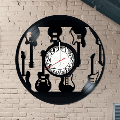 Guitar Vinyl Record Clock, Gift Idea For Music Lovers, Wall D���������cor For Kids Play Room, School Class, College Room, Cute Birthday Gift Idea