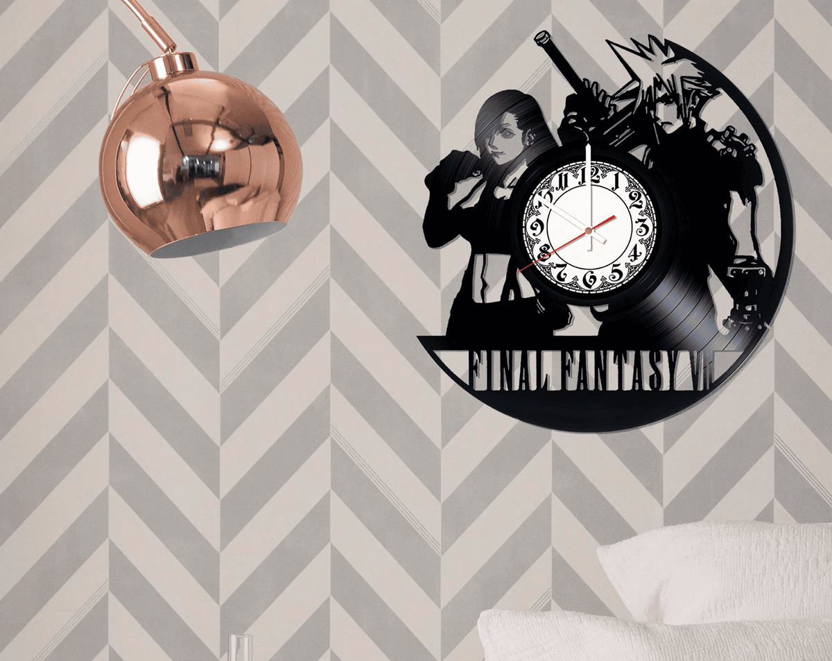 Final Fantasy Video Game, Made From Real Vinyl Record, Wall Clock ,Birthday Gift Idea For Game Lovers, Vintage Wall D���������cor For Boyfriend