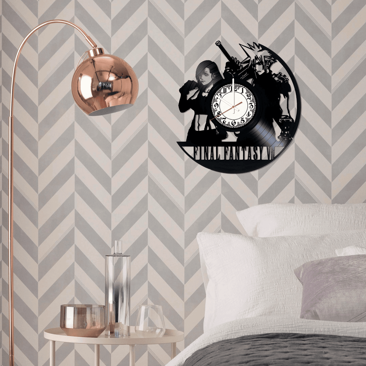 Final Fantasy Video Game, Made From Real Vinyl Record, Wall Clock ,Birthday Gift Idea For Game Lovers, Vintage Wall D���������cor For Boyfriend