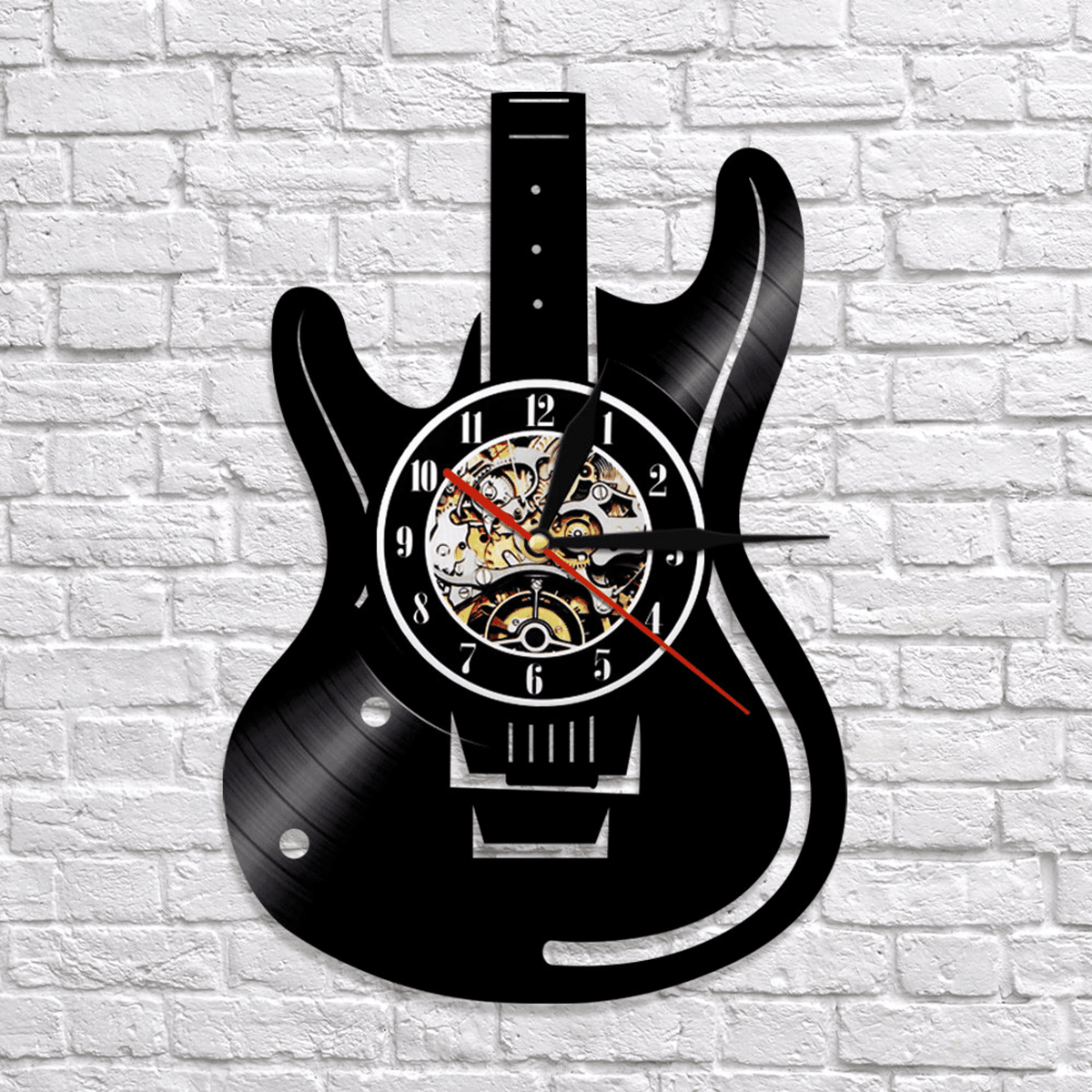 The Guitar Music Vinyl Record Clock Creative Clock With Bright Led Lights Room Decoration Birthday Gift Film Vinyl Record Clock