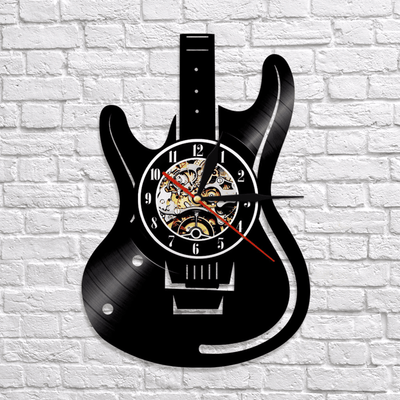 The Guitar Music Vinyl Record Clock Creative Clock With Bright Led Lights Room Decoration Birthday Gift Film Vinyl Record Clock