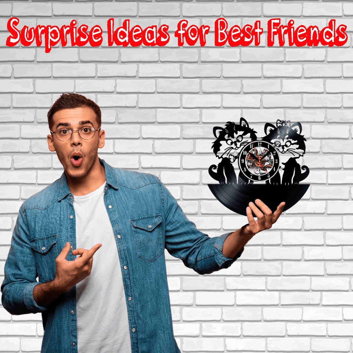 Cat Kitten Vinyl Record Wall Clock Gifts For Him Her Kids Decor For Home Bedroom Bathroom Kitchen Art Surprise Ideas Friends