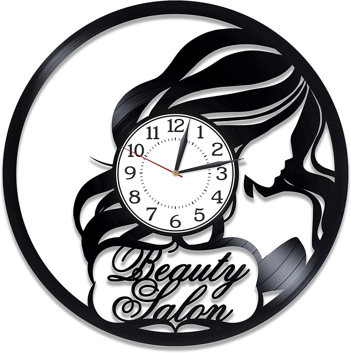 Beauty Salon Vinyl Record Round Wall Clock Hairstylist Art Cute Decor For Salon Girls Artwork First Home Gifts For Wife