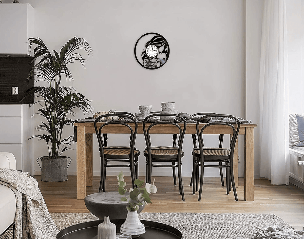 Beauty Salon Vinyl Record Round Wall Clock Hairstylist Art Cute Decor For Salon Girls Artwork First Home Gifts For Wife