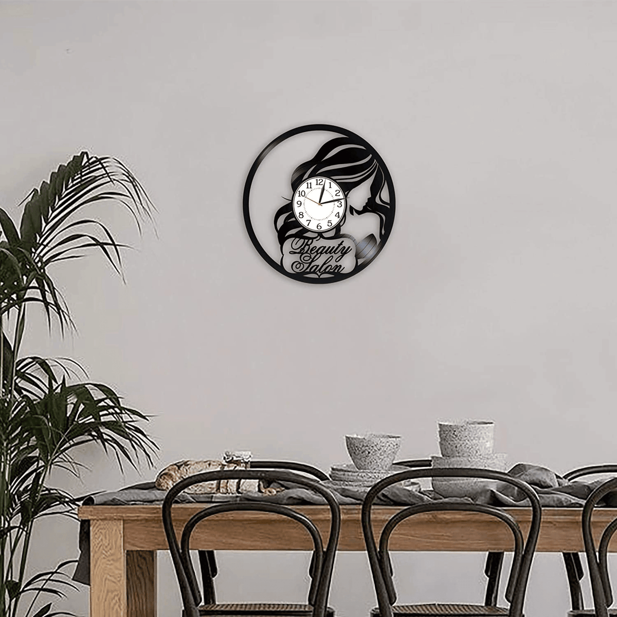 Beauty Salon Vinyl Record Round Wall Clock Hairstylist Art Cute Decor For Salon Girls Artwork First Home Gifts For Wife