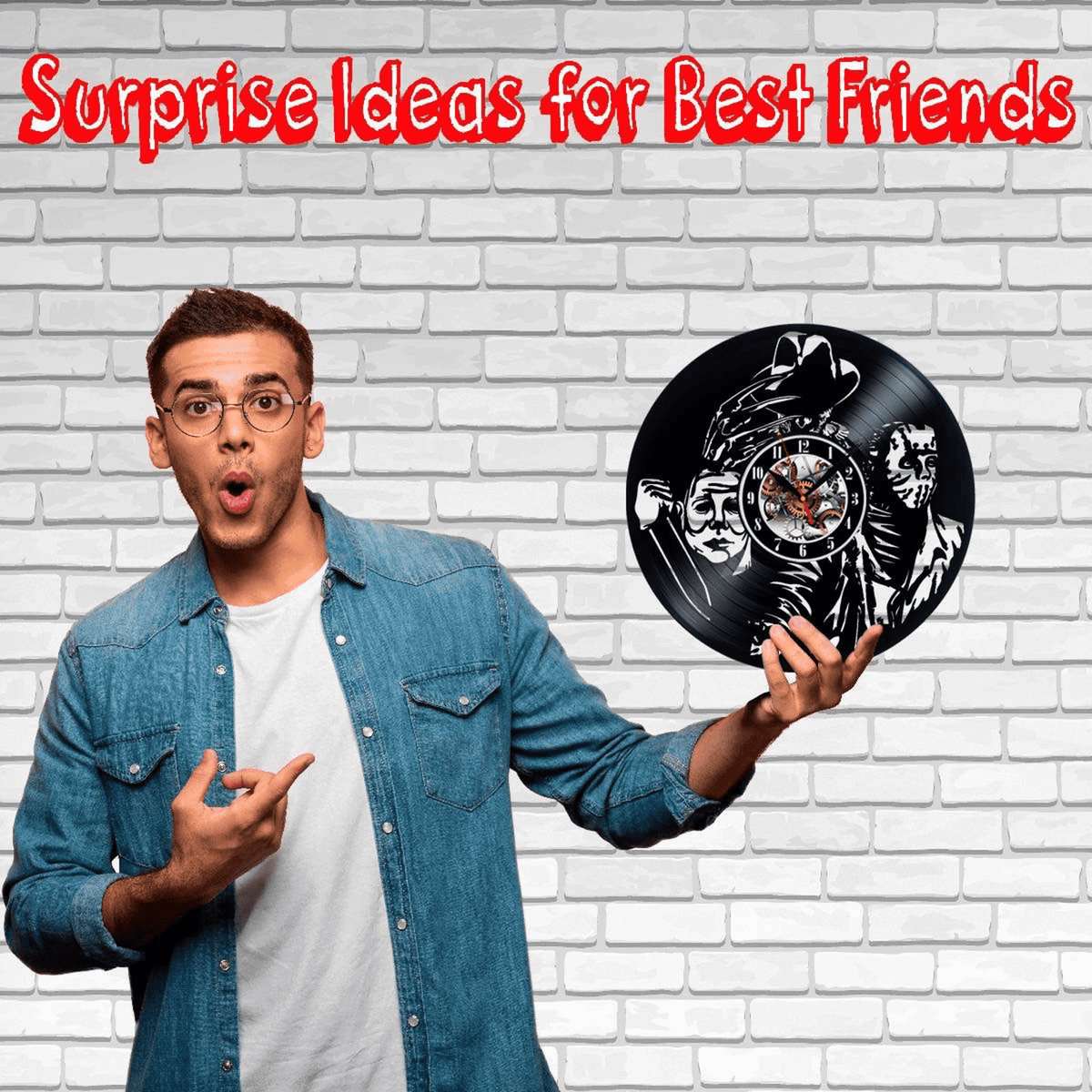 Halloween Horror Movie Vinyl Record Wall Clock Gifts For Him Her Kids Decor For Home Bedroom Kitchen Art Surprise Ideas For Best Friends