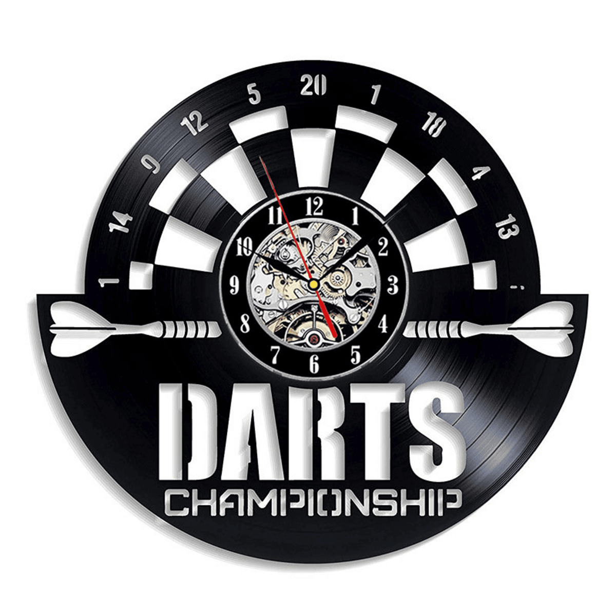 Darts Championship Vinyl Record Clock With Bright Lights Wall Clock Room Decoration Clock Birthday Gift Vinyl Record Clock Gift For Fan