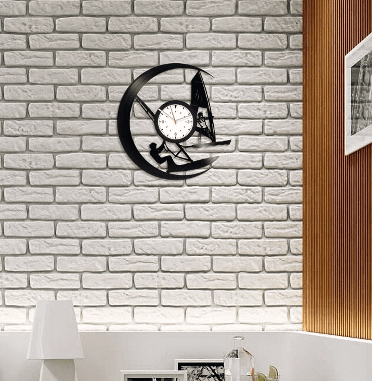 Surfing Wall Clock Made From Vinyl Record, Vintage Wall Decor For Bedroom, Birthday Gift For Girl, Original Art