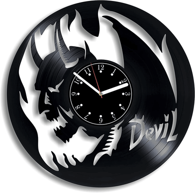Devil Vinyl Record Wall Clock Modern Wall Decor Unusual Decor For Apartment Birthday Gift Ideas Devil Art