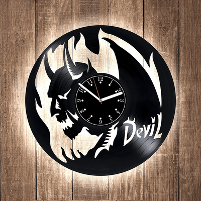 Devil Vinyl Record Wall Clock Modern Wall Decor Unusual Decor For Apartment Birthday Gift Ideas Devil Art