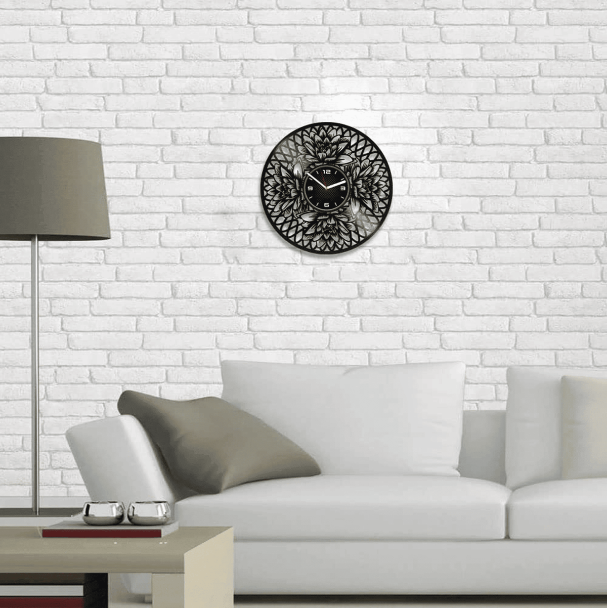Lotus 12 Inch Vinyl Record Original Clock Flower Room Decor Wedding Gift For Bride Modern Wall Art For Dining Room