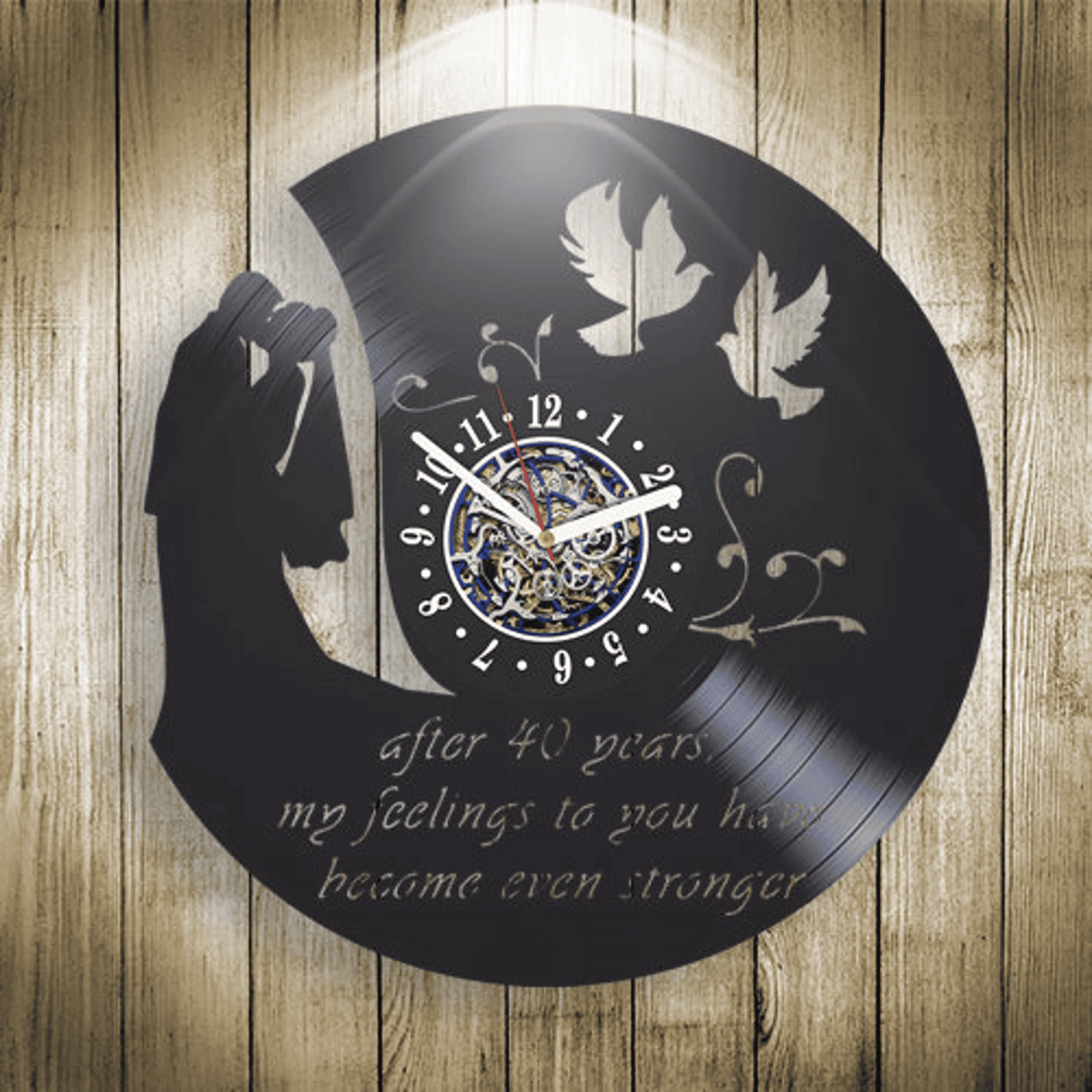 Anniversary Vinyl Record Creative Wall Clock Love Artwork Living Room Decor For Couple Romantic Decor Unique Gift For Married Couple