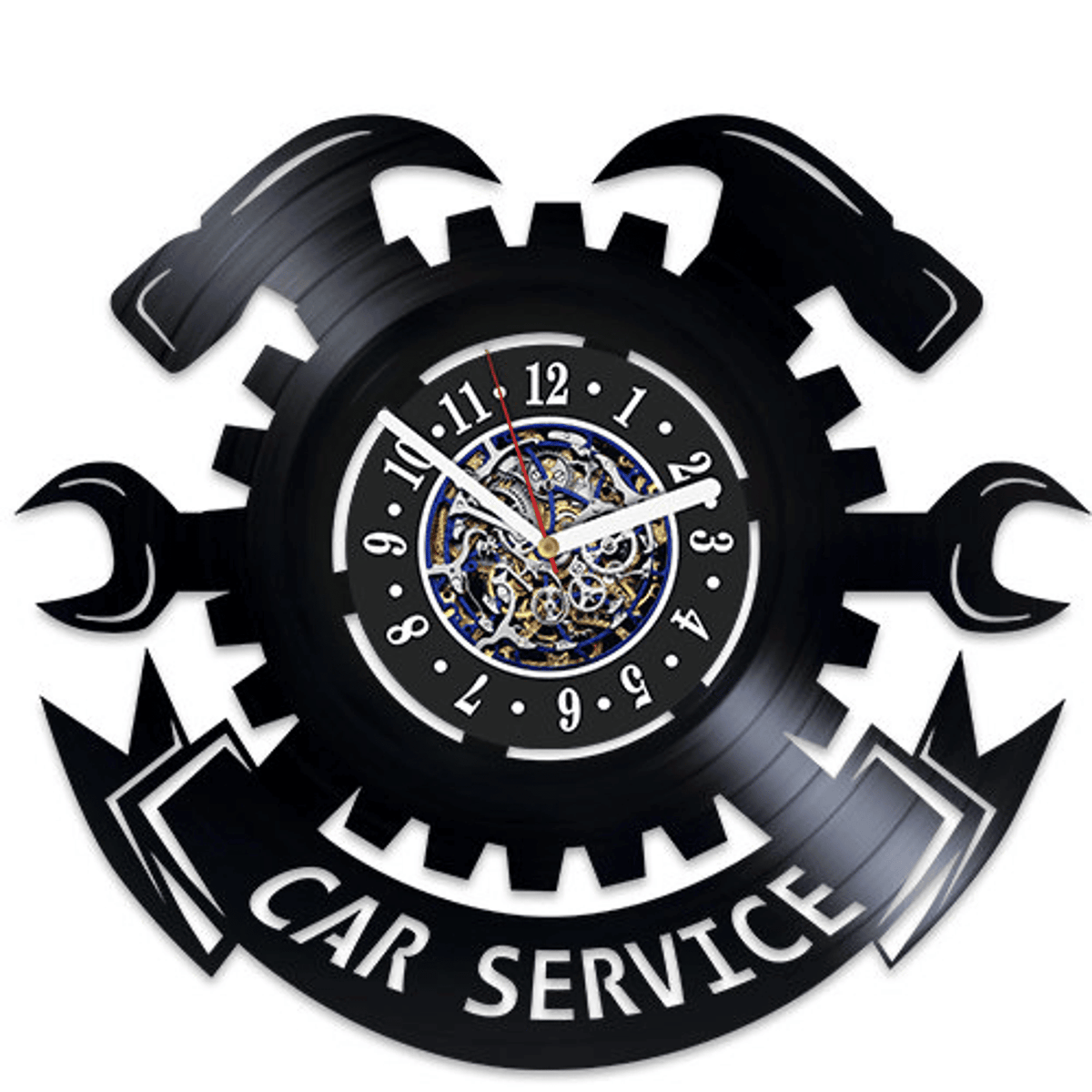 Car Service Vinyl Record Silent Clock Wall Decor For Garage Laser Cut Art Car Service Decor Gift For Craft Lover Anniversary Gift For Fiance