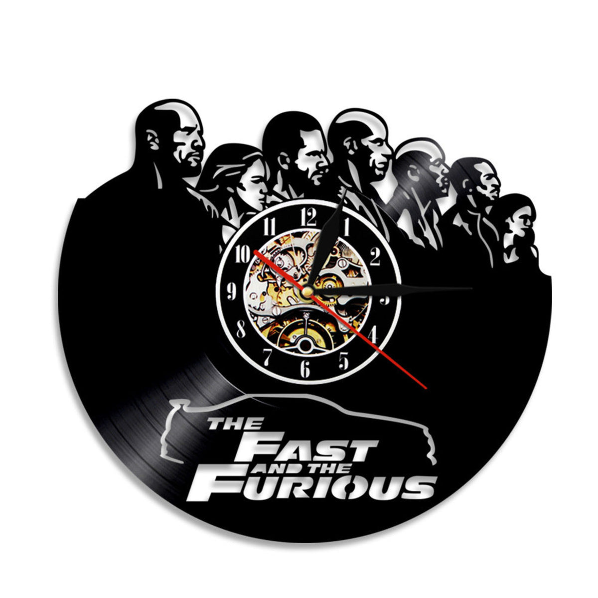 The Fast And The Furious Vinyl Record Clock With Bright Led Lights Room Decoration Unique Design Clock Birthday Gift Film Vinyl Record Clock