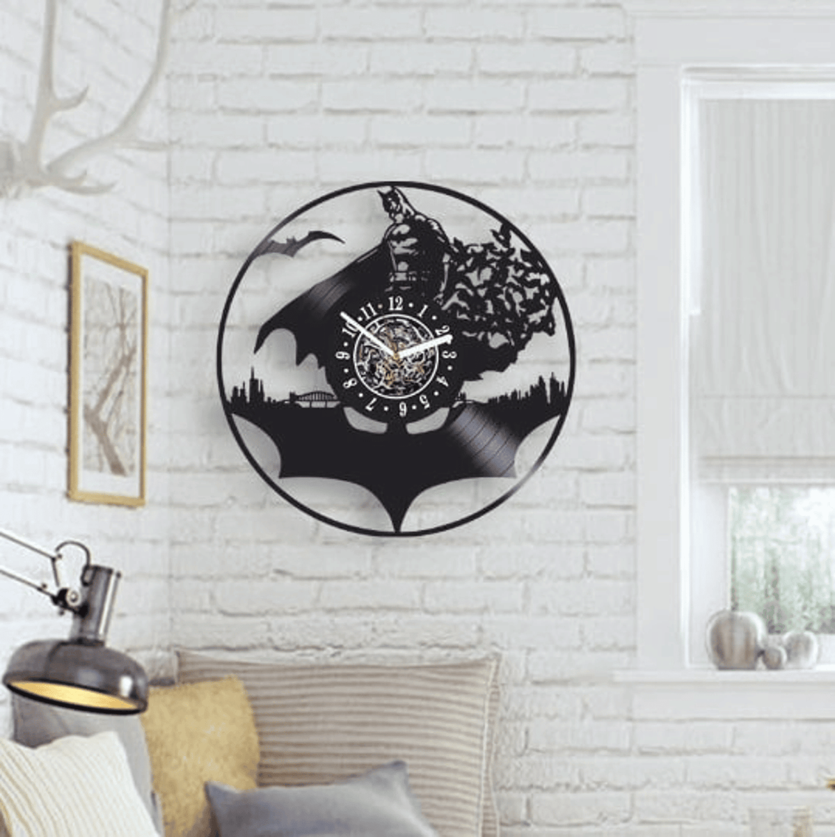 Superhero Comics Wall Clock Made From Vinyl Record, Modern Wall Hanging Art, Birthday Gift Idea For Friend, Home Decor For Men
