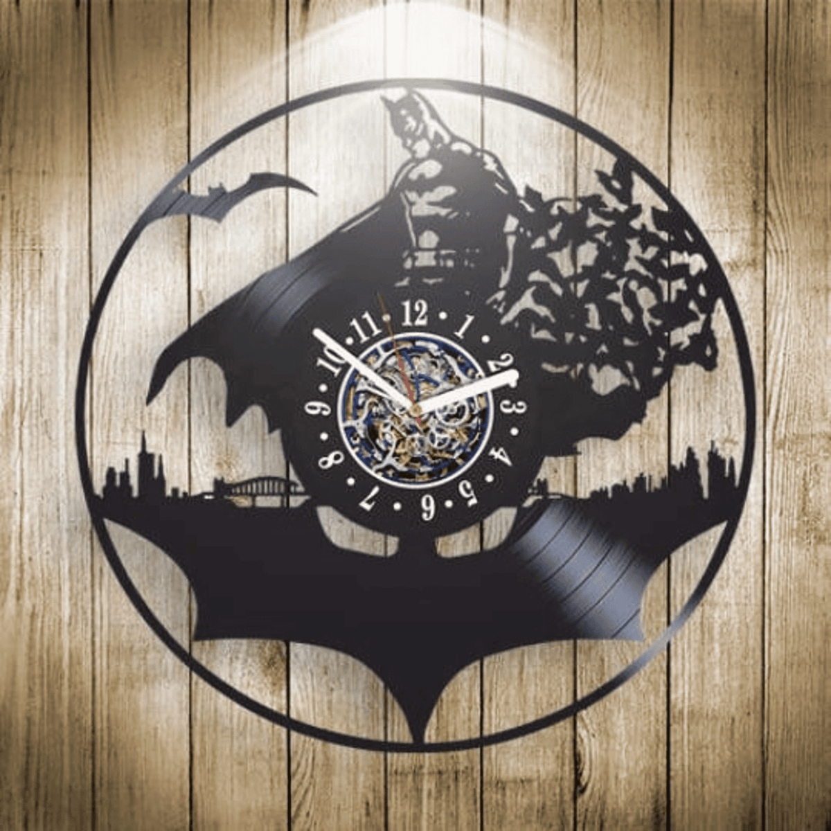 Superhero Comics Wall Clock Made From Vinyl Record, Modern Wall Hanging Art, Birthday Gift Idea For Friend, Home Decor For Men