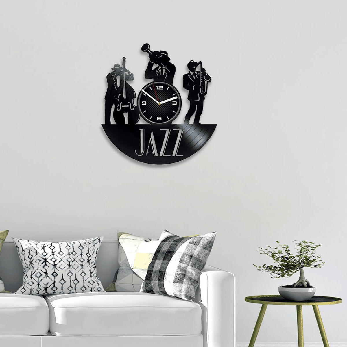 Jazz Musicians Vinyl Record Wall Clock Vintage Home Art Decor Unique Valentine's Day Gift For Wife