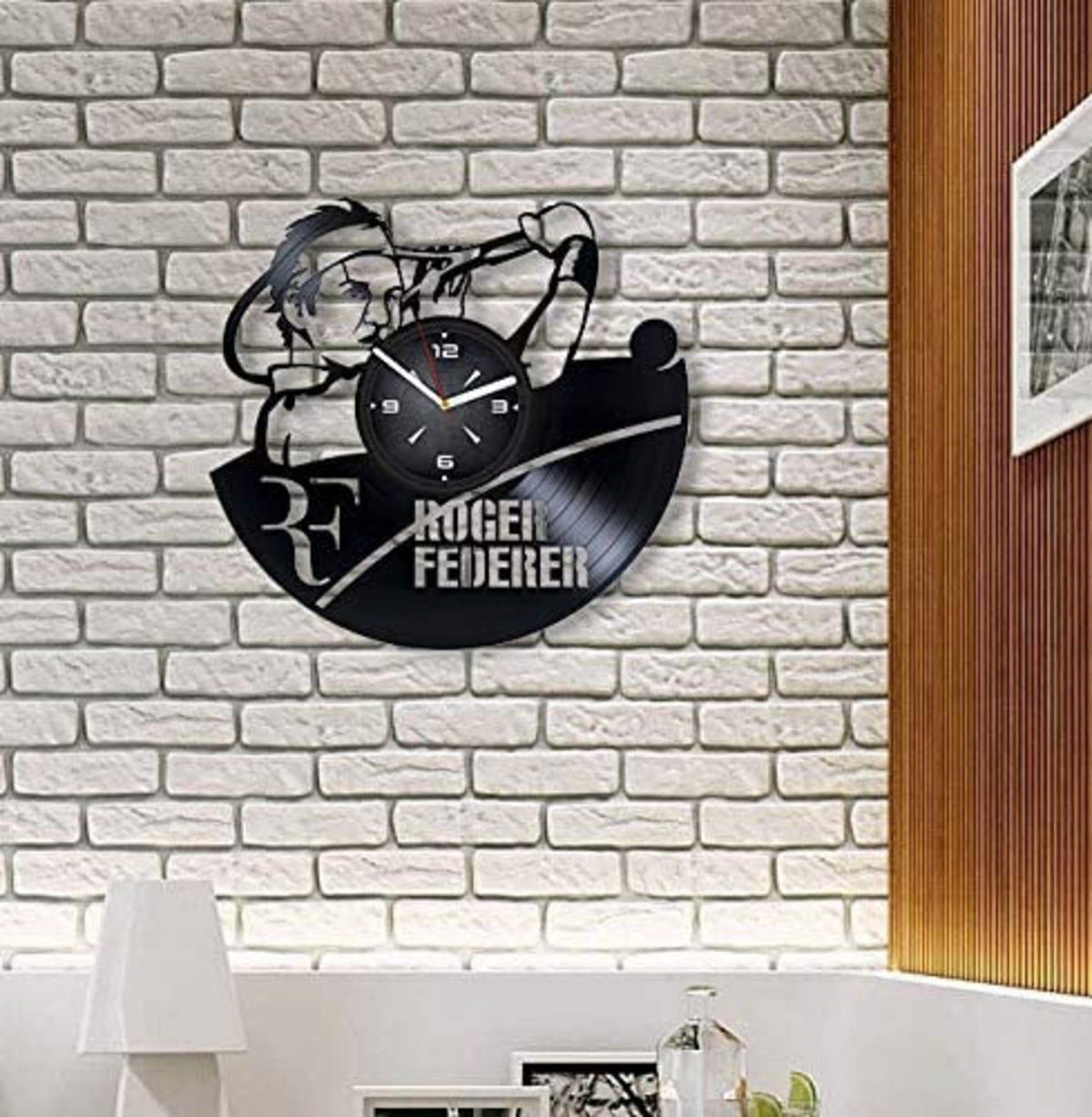 Roger Federer Art Vinyl Record Black Wall Clock Tennis Wall Art Sports Decor For Man Bedroom Tennis Coach Gift Housewarming Gift For Brother