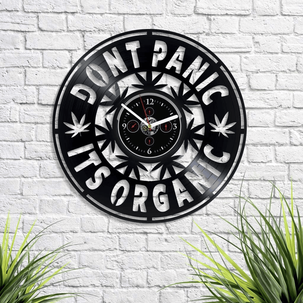 Cannabis Vinyl Record Clock Don'T Panic Original Decor For Living Room Funny Gifts For Friend Birthday Gift For Him Weed Art