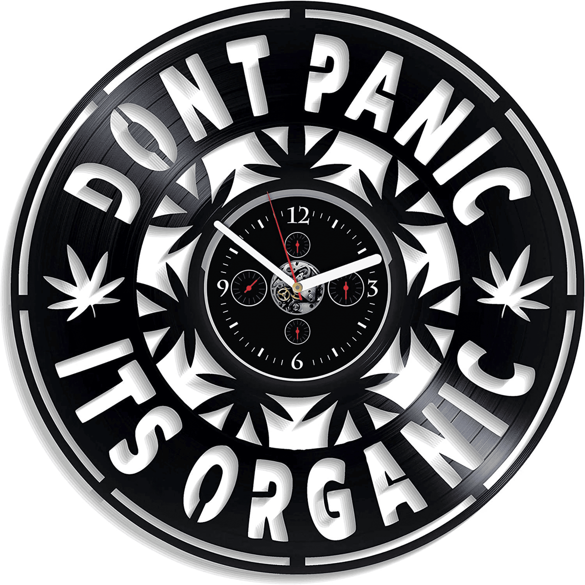 Cannabis Vinyl Record Clock Don'T Panic Original Decor For Living Room Funny Gifts For Friend Birthday Gift For Him Weed Art