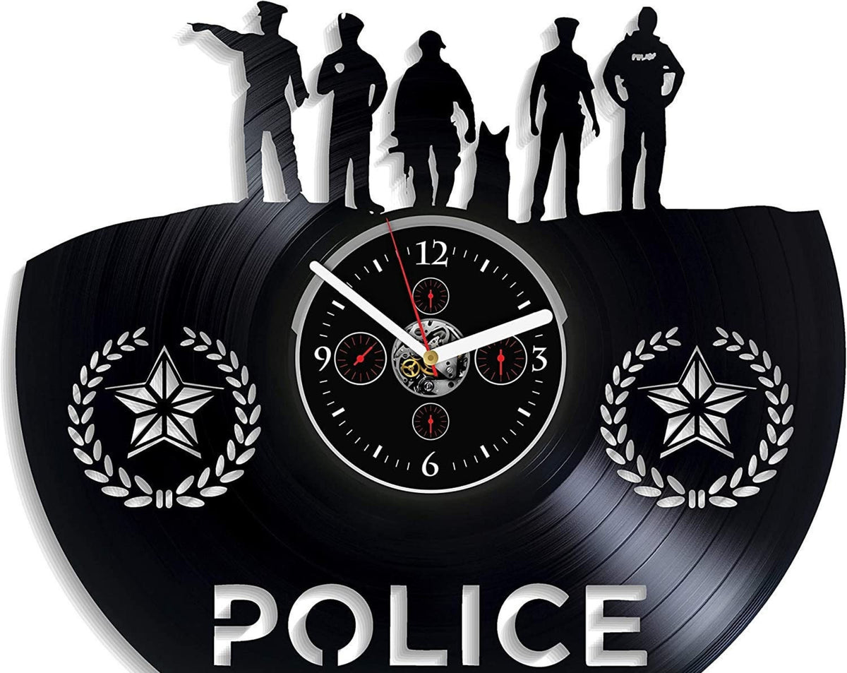 Police Vinyl Record Clock Unique Wall Decor For House New Home Gift Ideas Wall Decor For Office Retirement Gifts Home Office Decor