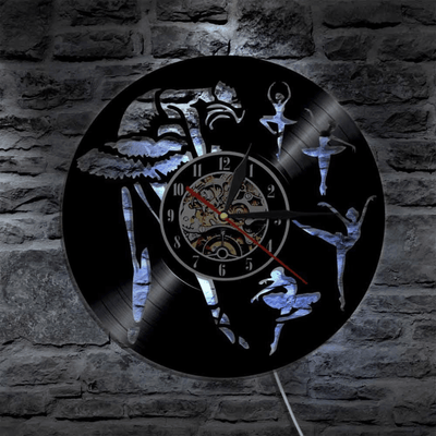 Ballet Dancer Vinyl Record Clock Creative Clock With Bright Led Lights Room Decoration Unique Design Clock Birthday Gift