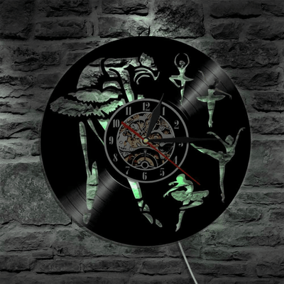 Ballet Dancer Vinyl Record Clock Creative Clock With Bright Led Lights Room Decoration Unique Design Clock Birthday Gift