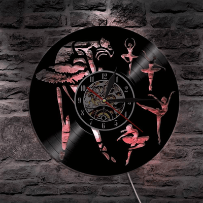 Ballet Dancer Vinyl Record Clock Creative Clock With Bright Led Lights Room Decoration Unique Design Clock Birthday Gift