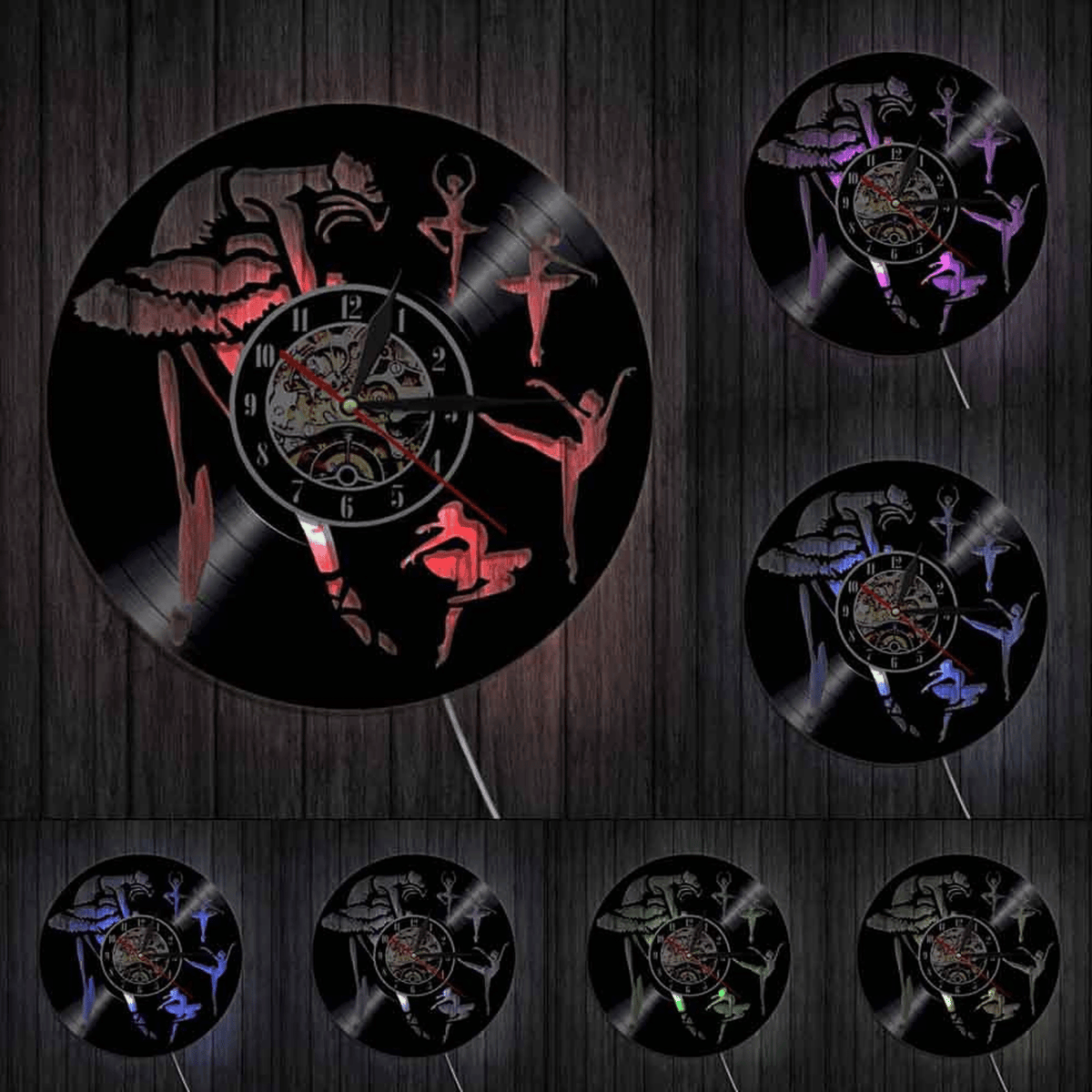 Ballet Dancer Vinyl Record Clock Creative Clock With Bright Led Lights Room Decoration Unique Design Clock Birthday Gift